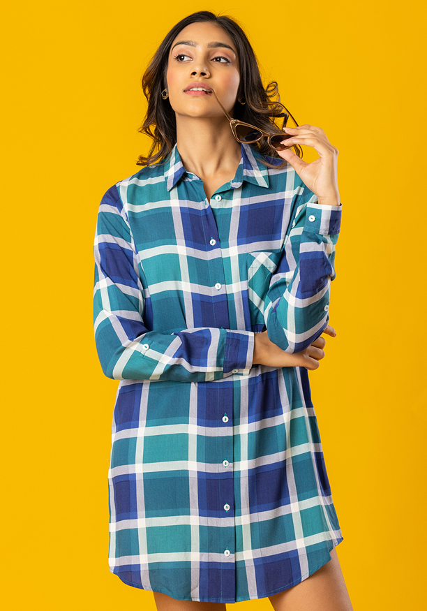 OCTAVIA LONG SLEEVE BLUE SHIRT